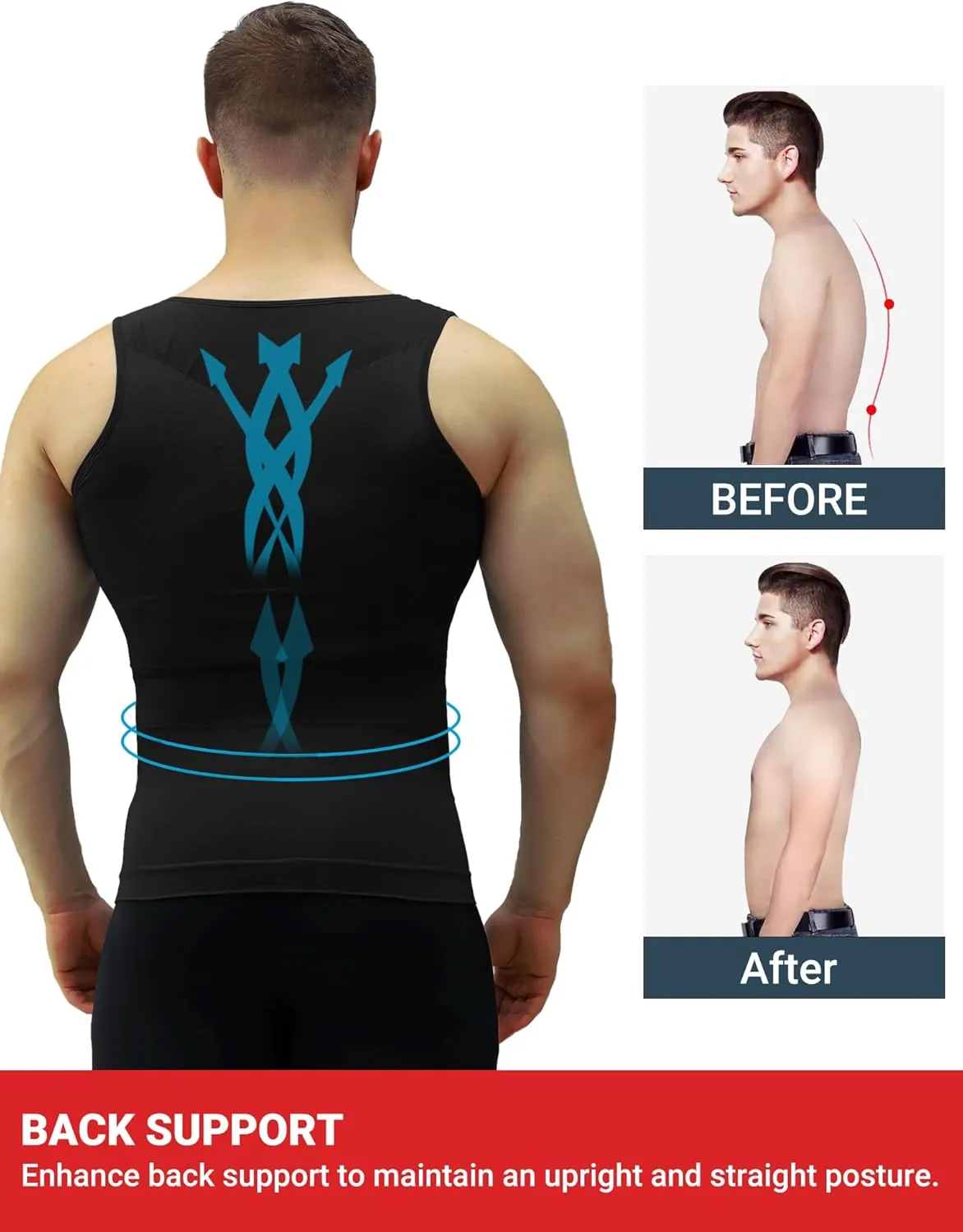 1/2/3 Pack Shaper Slimming Tank Top Athletic Compression Shirt with Sleeveless Undershirts for Men