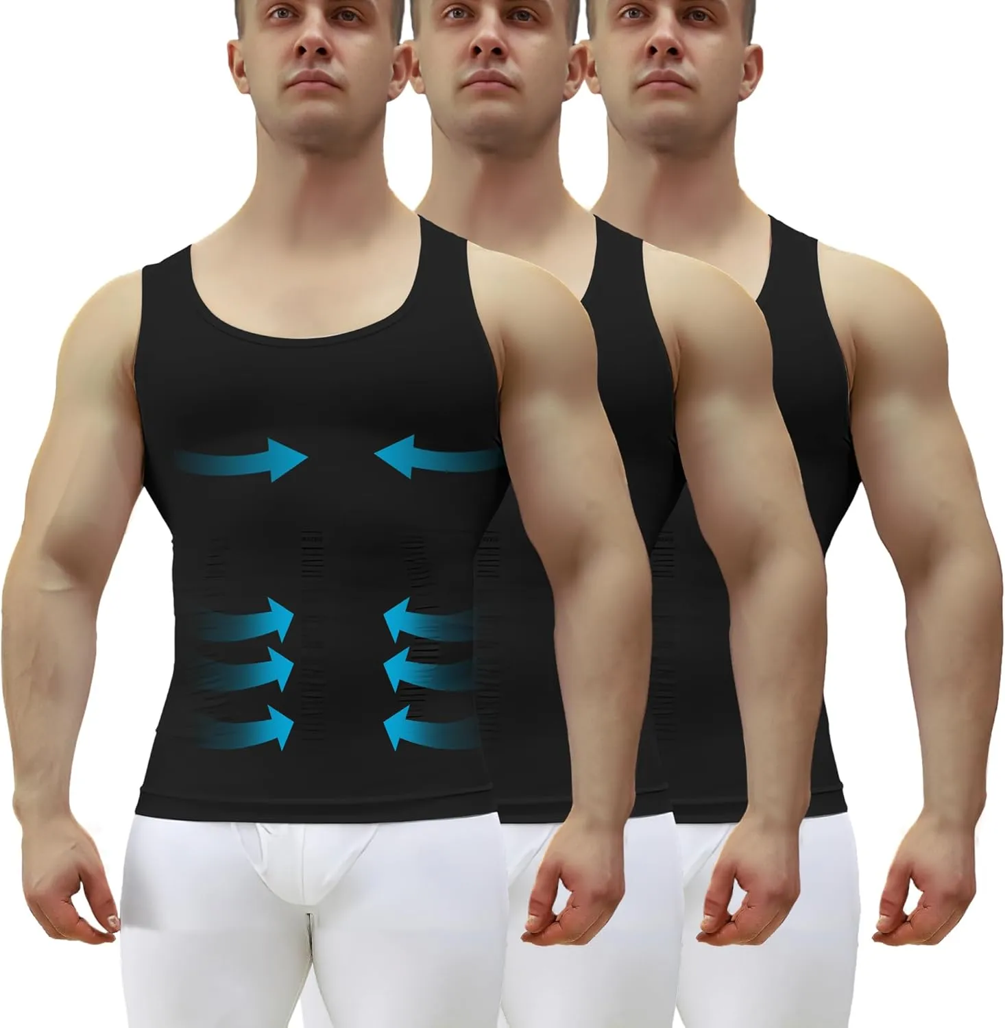 1/2/3 Pack Shaper Slimming Tank Top Athletic Compression Shirt with Sleeveless Undershirts for Men