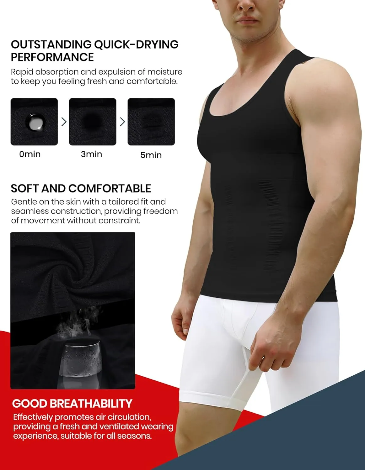 1/2/3 Pack Shaper Slimming Tank Top Athletic Compression Shirt with Sleeveless Undershirts for Men