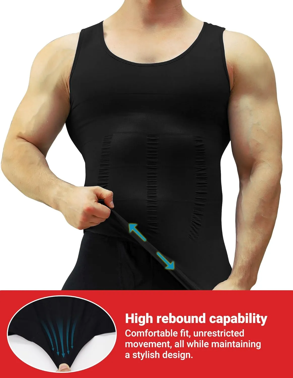 1/2/3 Pack Shaper Slimming Tank Top Athletic Compression Shirt with Sleeveless Undershirts for Men