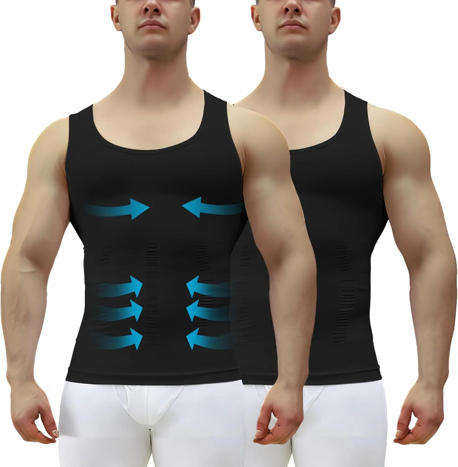 1/2/3 Pack Shaper Slimming Tank Top Athletic Compression Shirt with Sleeveless Undershirts for Men