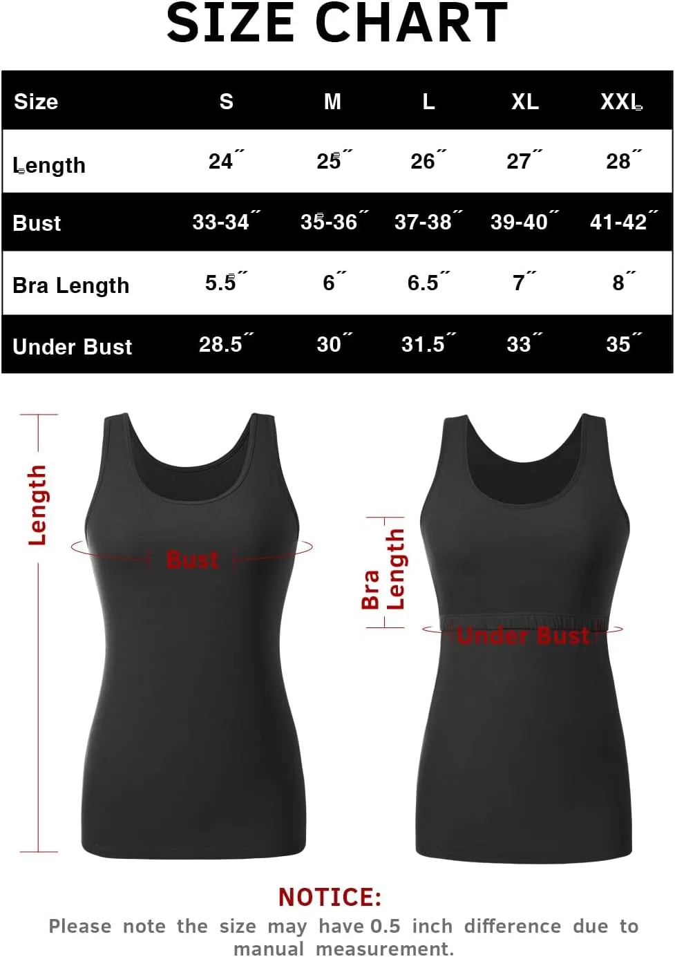 AMVELOP Tank Tops for Women Built in Bra Cotton Shelf Bra Tanks Layering Undershirts 2-3 Pack