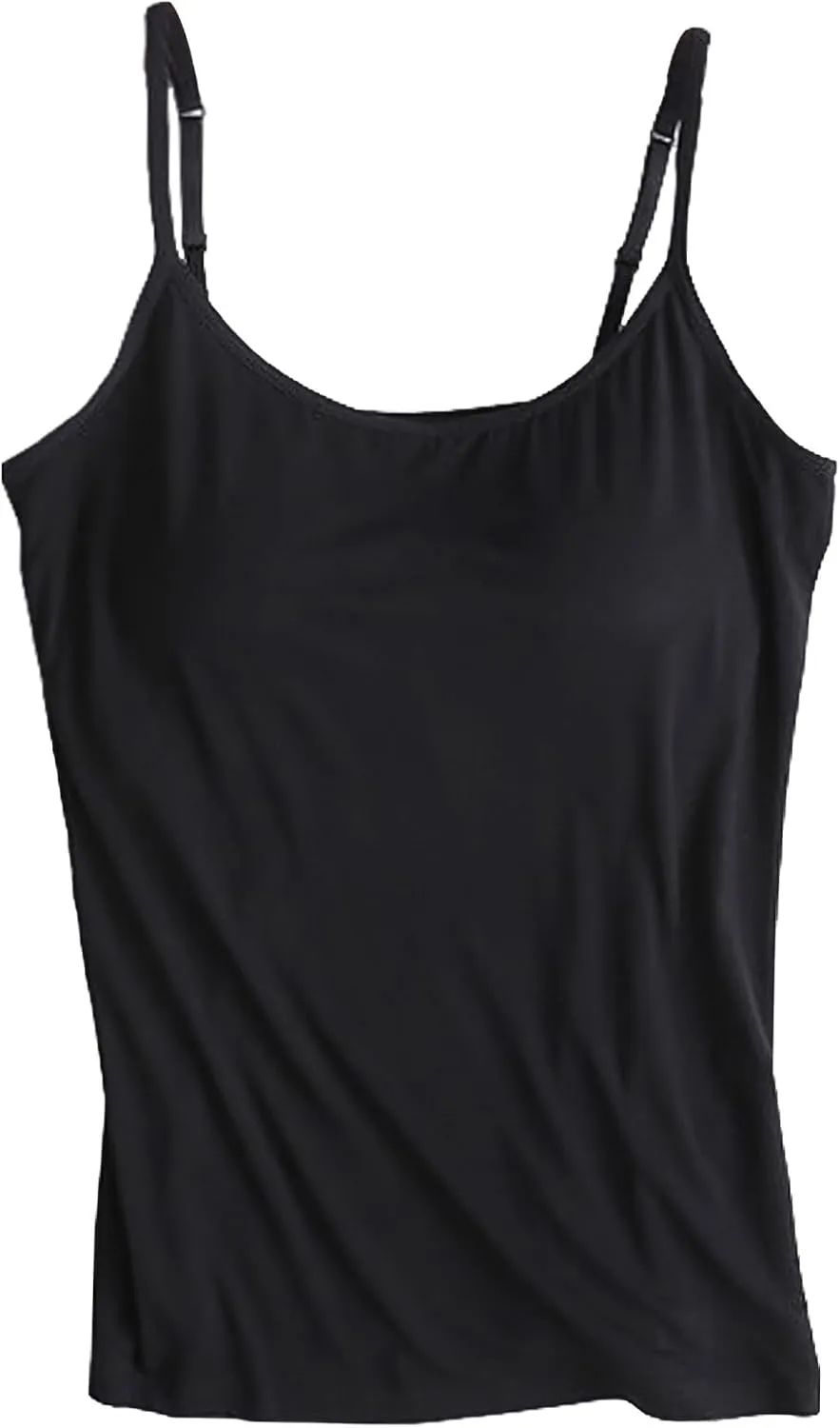 ANUFER Womens 3 Pieces Basic Camisole Adjustable Strap Vest Tank Tops with Built-in Shelf Bra Stretch Undershirts