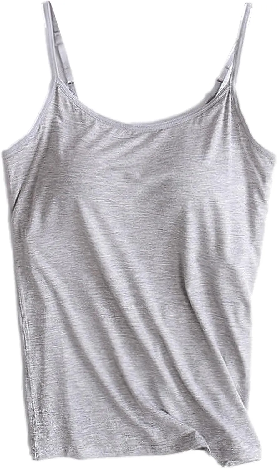 ANUFER Womens 3 Pieces Basic Camisole Adjustable Strap Vest Tank Tops with Built-in Shelf Bra Stretch Undershirts