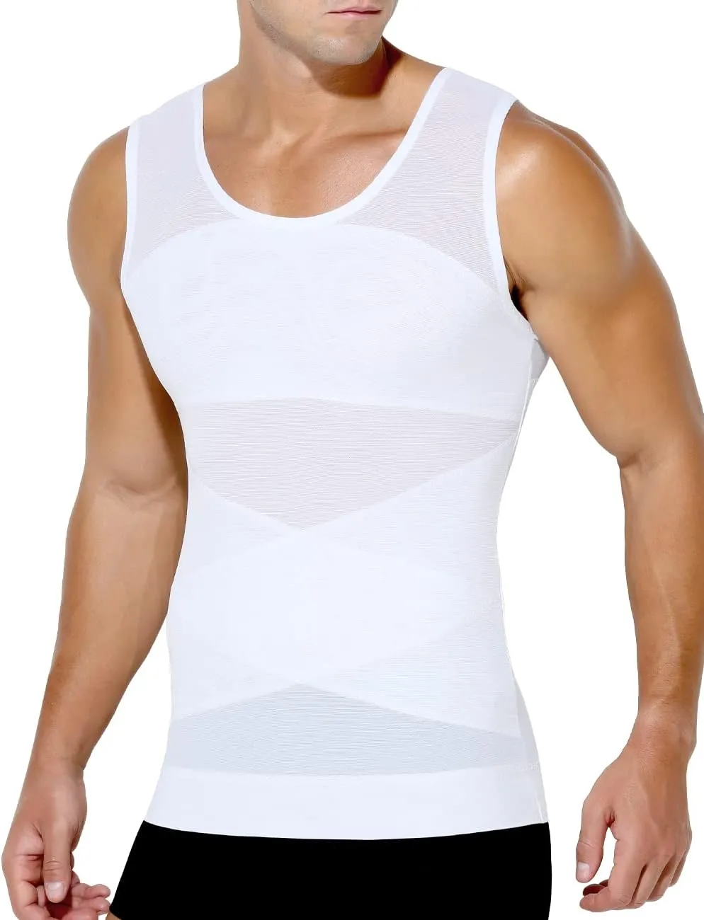 Arjen Kroos Men's Body Shaper Compression Mesh Tank Top Undershirts Shapewear