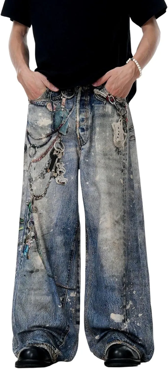 Baggy Jeans for Women Men Ripped Straight Leg Pants High Waisted Distressed Jeans Y2K Grunge Summer Clothes.
