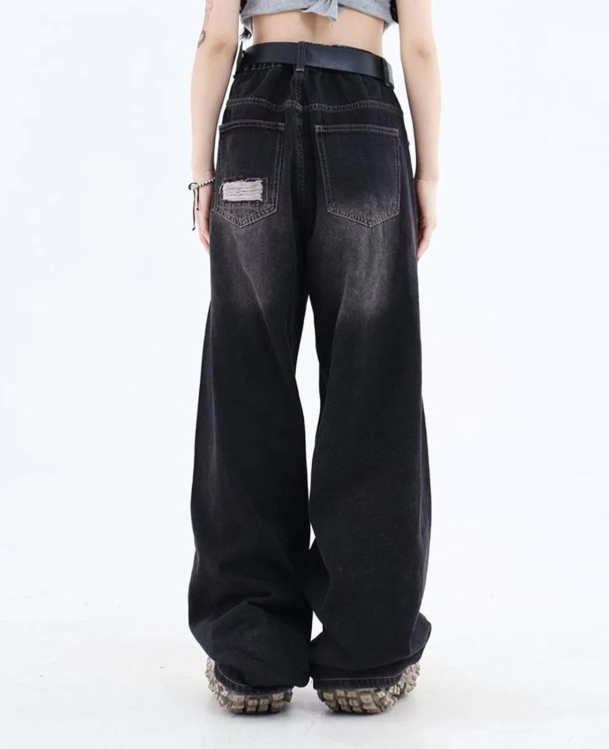 Baggy Jeans for Women Men Ripped Straight Leg Pants High Waisted Distressed Jeans Y2K Grunge Summer Clothes.