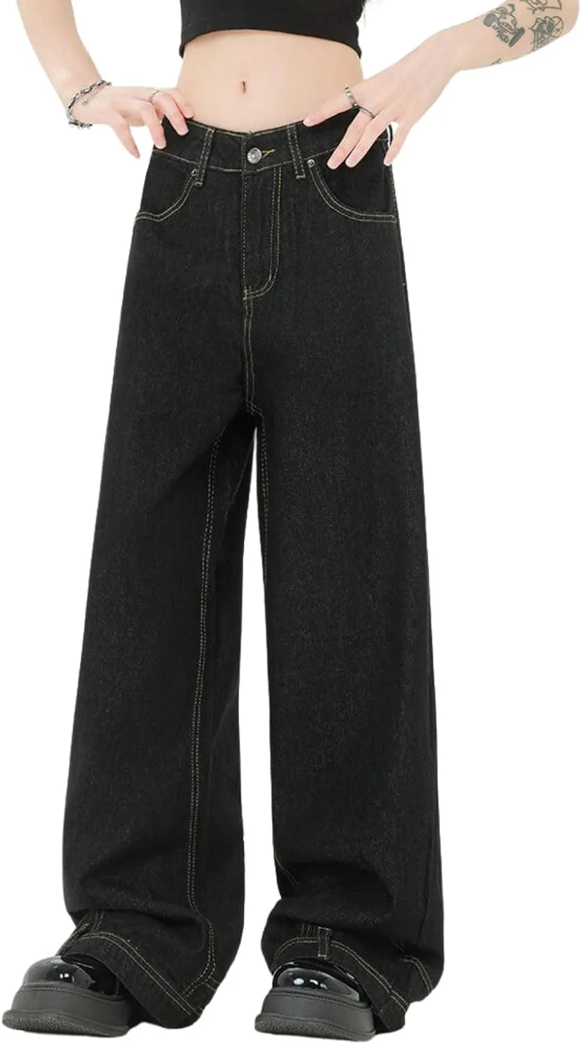 Baggy Jeans for Women Men Ripped Straight Leg Pants High Waisted Distressed Jeans Y2K Grunge Summer Clothes.