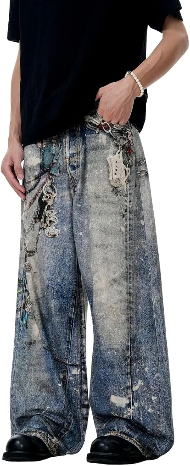 Baggy Jeans for Women Men Ripped Straight Leg Pants High Waisted Distressed Jeans Y2K Grunge Summer Clothes.