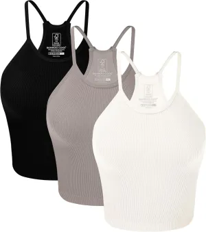 BAMBOO COOL Women's Seamless Tank Top Moisture-Wicking Workout Ribbed Camisoles U-Neck Camis 3-Pack
