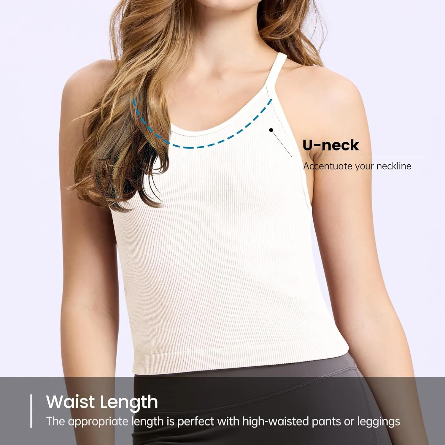 BAMBOO COOL Women's Seamless Tank Top Moisture-Wicking Workout Ribbed Camisoles U-Neck Camis 3-Pack
