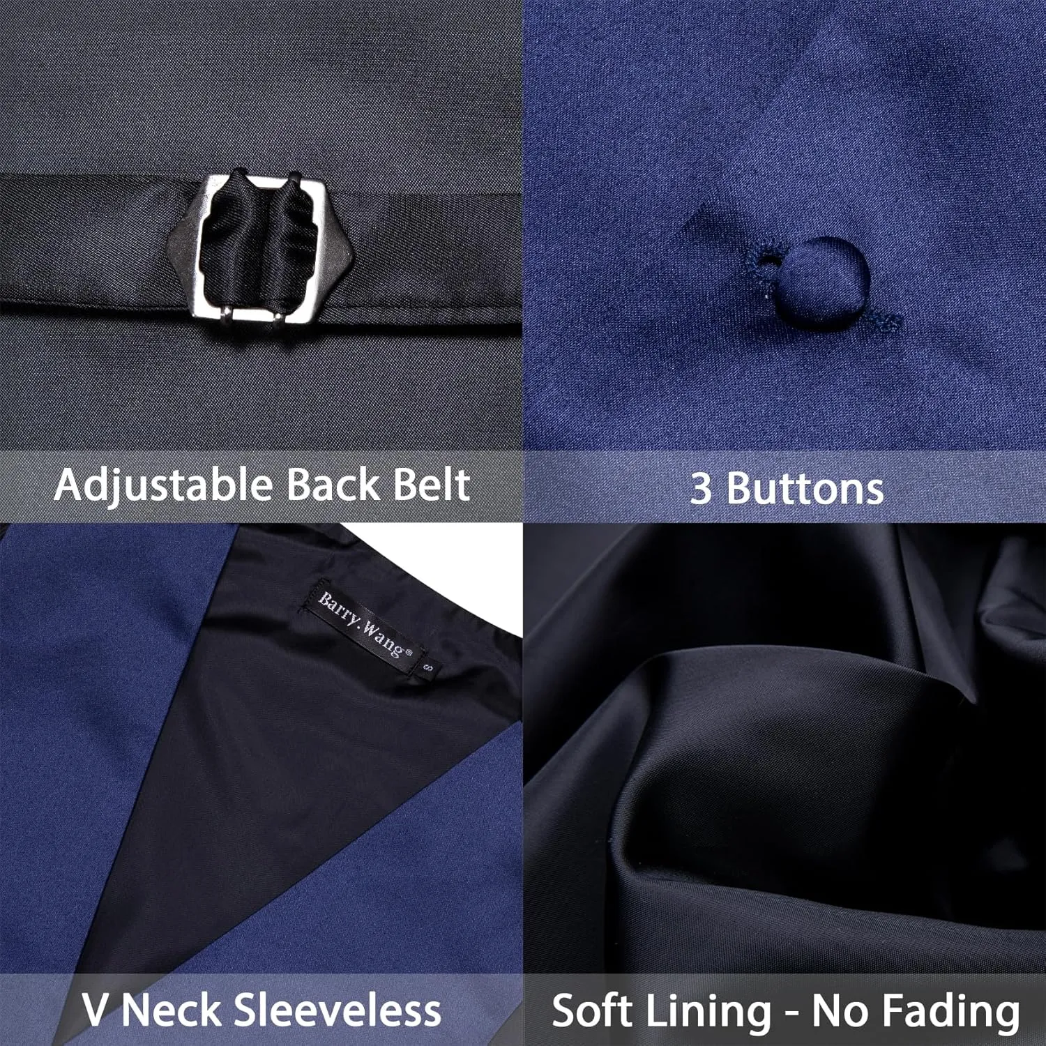 Barry.Wang Mens Suit Vest Bow Tie Set 4PCS Formal V-neck Slim Fit Casual Solid Color Waistcoat Wedding Party Tuxedo