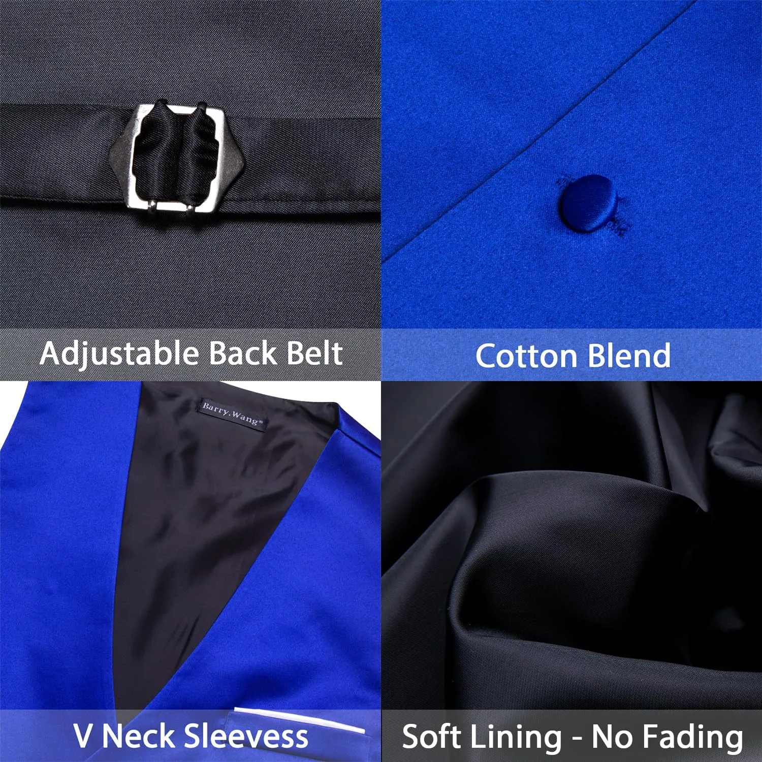 Barry.Wang Mens Suit Vest Bow Tie Set 4PCS Formal V-neck Slim Fit Casual Solid Color Waistcoat Wedding Party Tuxedo