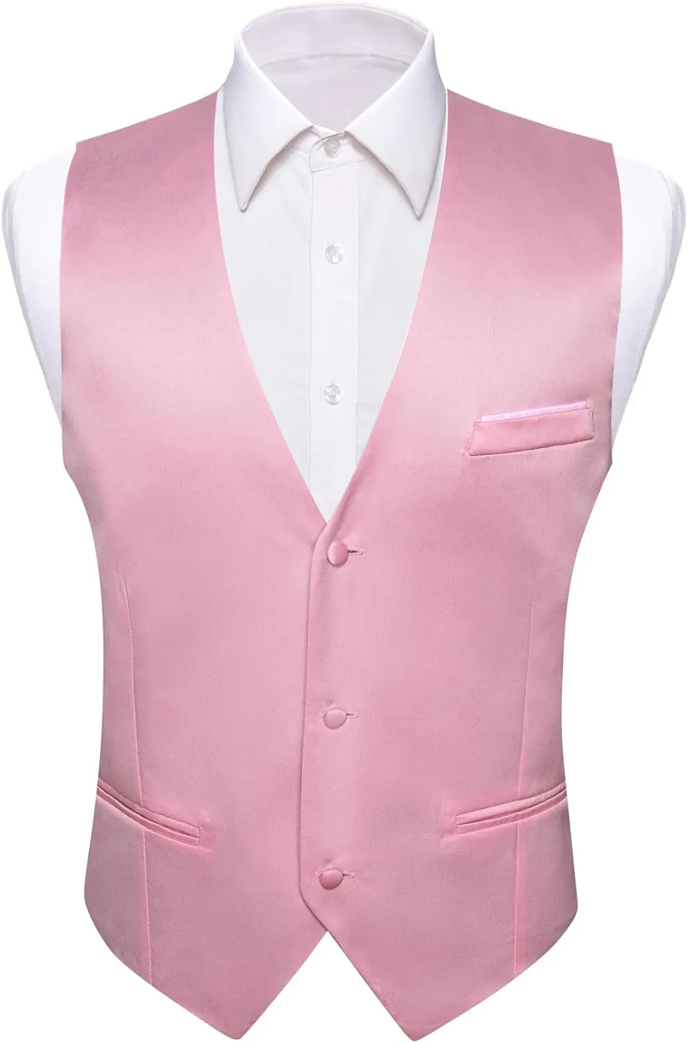 Barry.Wang Mens Suit Vest Bow Tie Set 4PCS Formal V-neck Slim Fit Casual Solid Color Waistcoat Wedding Party Tuxedo