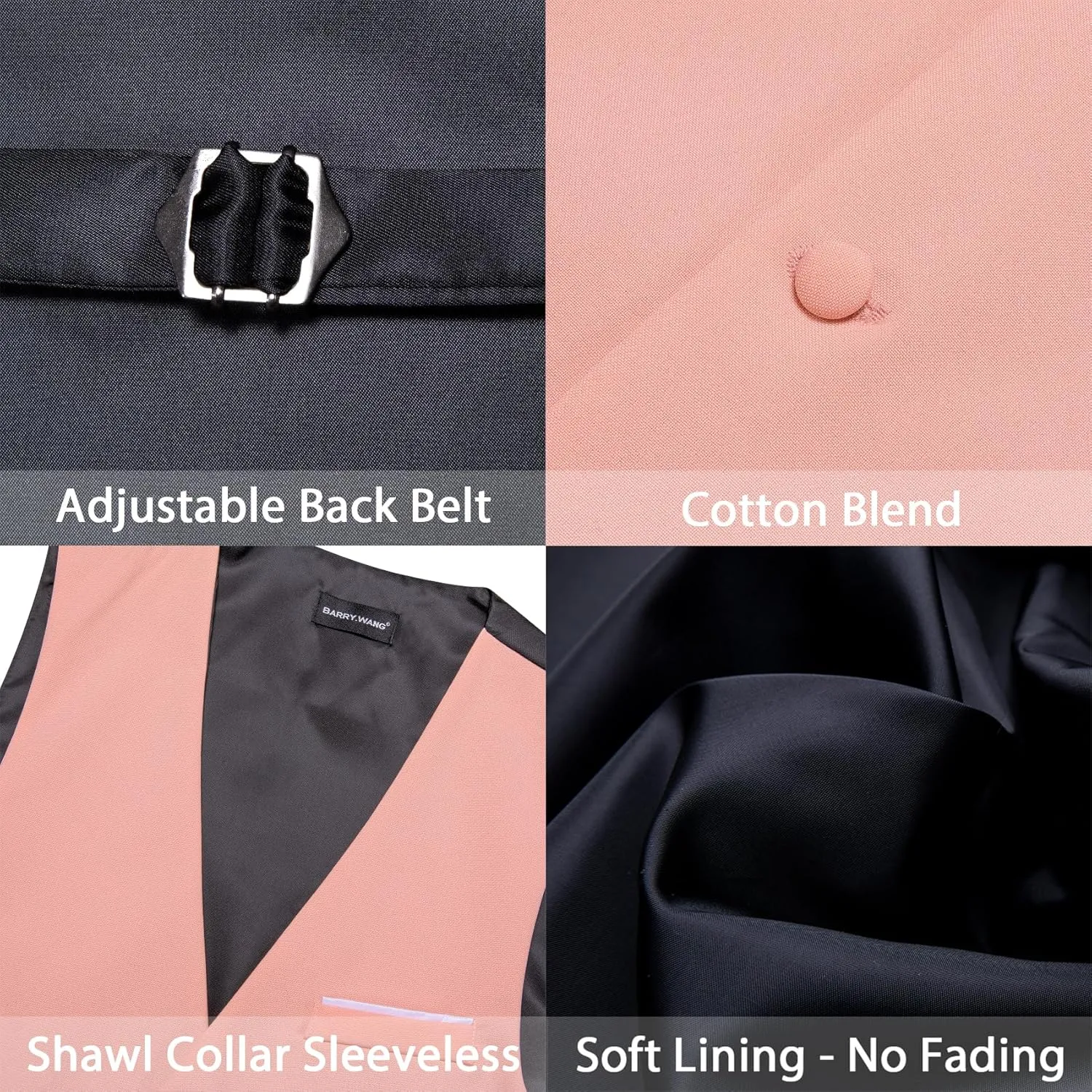 Barry.Wang Mens Suit Vest Bow Tie Set 4PCS Formal V-neck Slim Fit Casual Solid Color Waistcoat Wedding Party Tuxedo