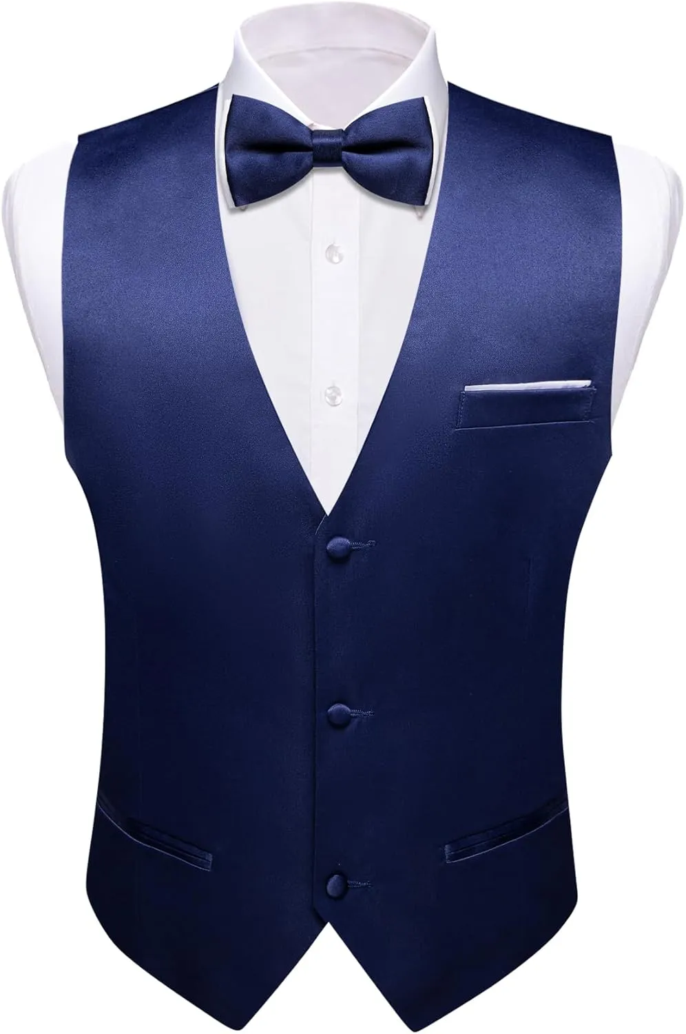 Barry.Wang Mens Suit Vest Bow Tie Set 4PCS Formal V-neck Slim Fit Casual Solid Color Waistcoat Wedding Party Tuxedo