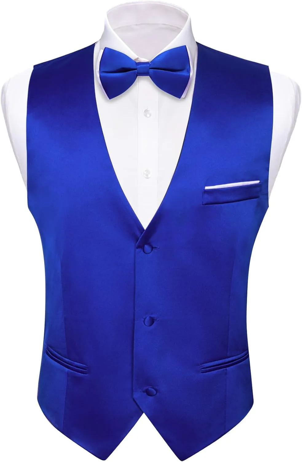 Barry.Wang Mens Suit Vest Bow Tie Set 4PCS Formal V-neck Slim Fit Casual Solid Color Waistcoat Wedding Party Tuxedo