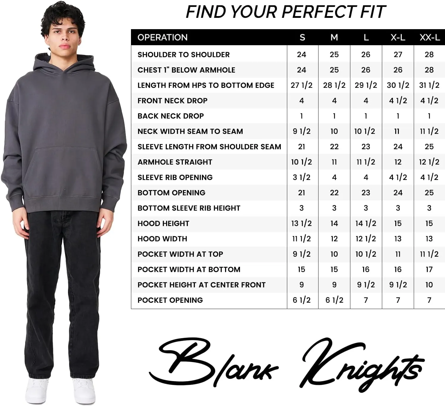 Blank Knights Sweatshirts for Men Premium Fleece Heavyweight Hoodie Sweatshirts - Oversized Hoodies for Men
