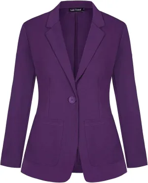 Blazers for Women Long Sleeve Button Front Blazer Notch Lapel Casual Work Office Suit Jackets with Pocket