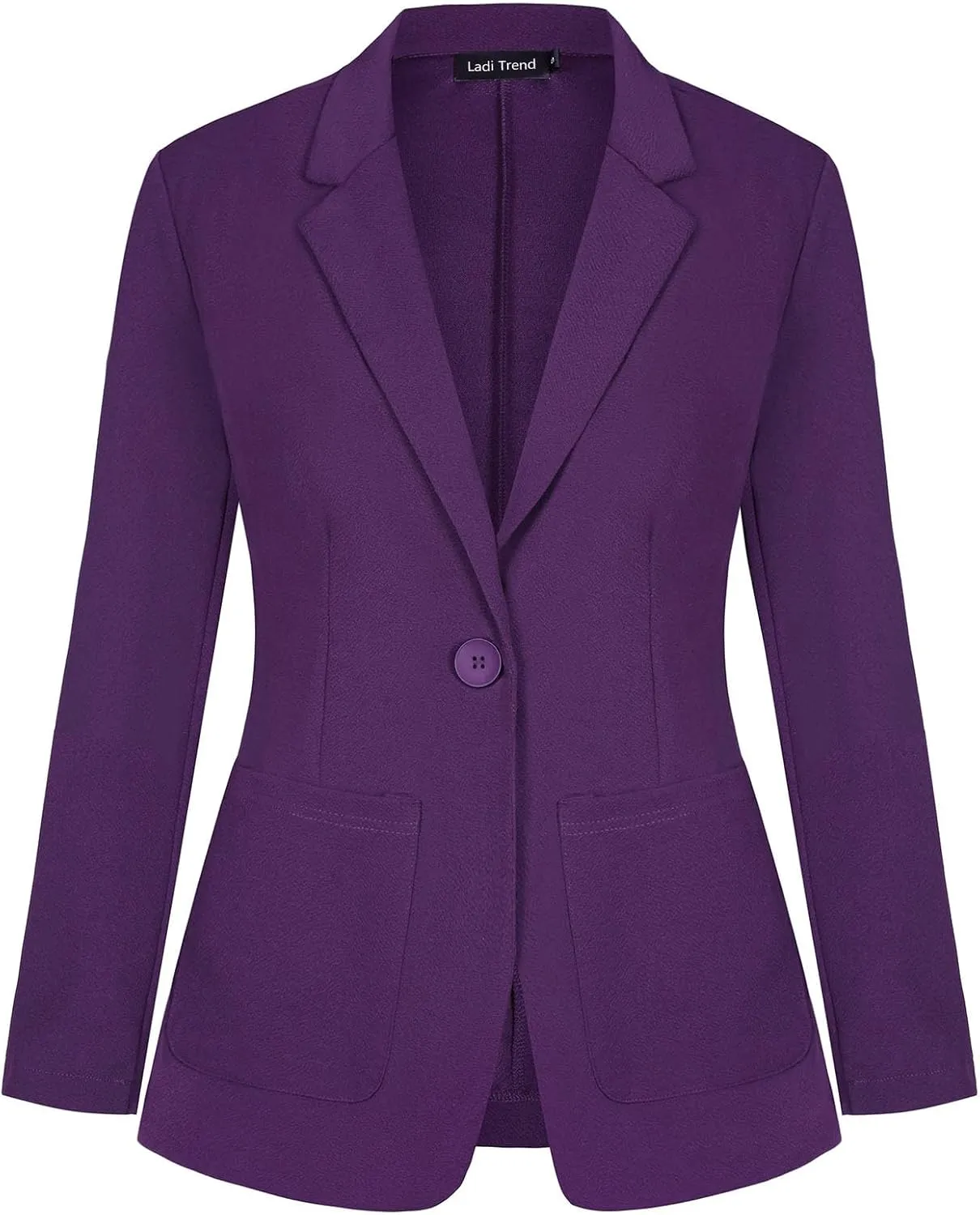 Blazers for Women Long Sleeve Button Front Blazer Notch Lapel Casual Work Office Suit Jackets with Pocket