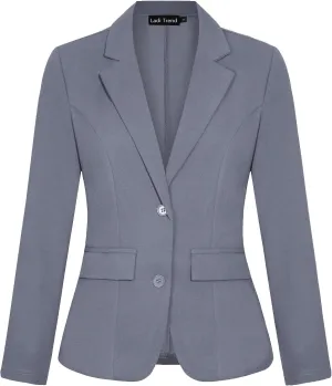 Blazers for Women Long Sleeve Notch Lapel Button Front Blazer Casual Work Office Suit Jackets with Pockets