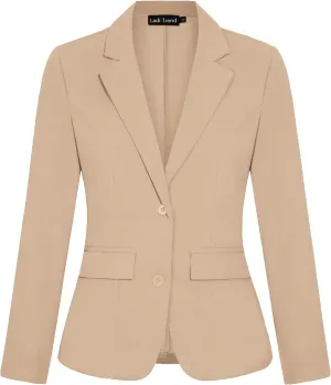 Blazers for Women Long Sleeve Notch Lapel Button Front Blazer Casual Work Office Suit Jackets with Pockets