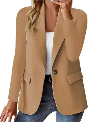 Blazers for Women Trendy Casual Work Office Suit Jacket Business Casual Button Down Long Sleeve Slim Womens Blazer
