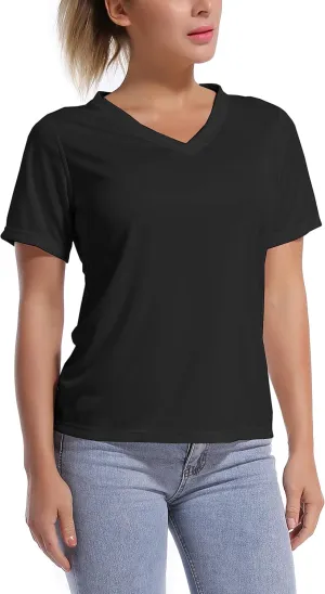 BUBBLELIME Women's Short/Sleeveless Sleeve UPF 50  V Neck Athletic T-Shirt Tank Tops Workout Quick Dry Tops