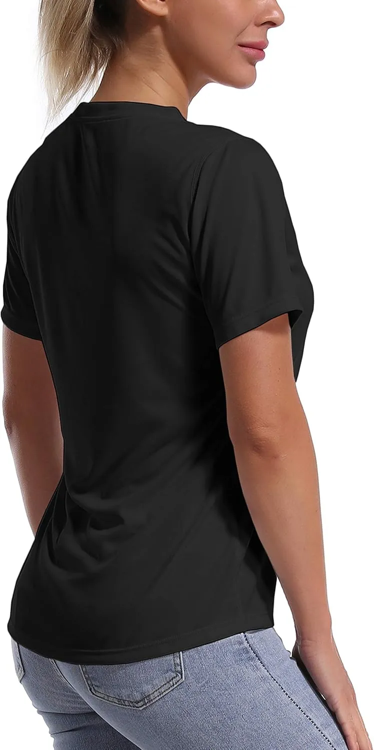 BUBBLELIME Women's Short/Sleeveless Sleeve UPF 50  V Neck Athletic T-Shirt Tank Tops Workout Quick Dry Tops