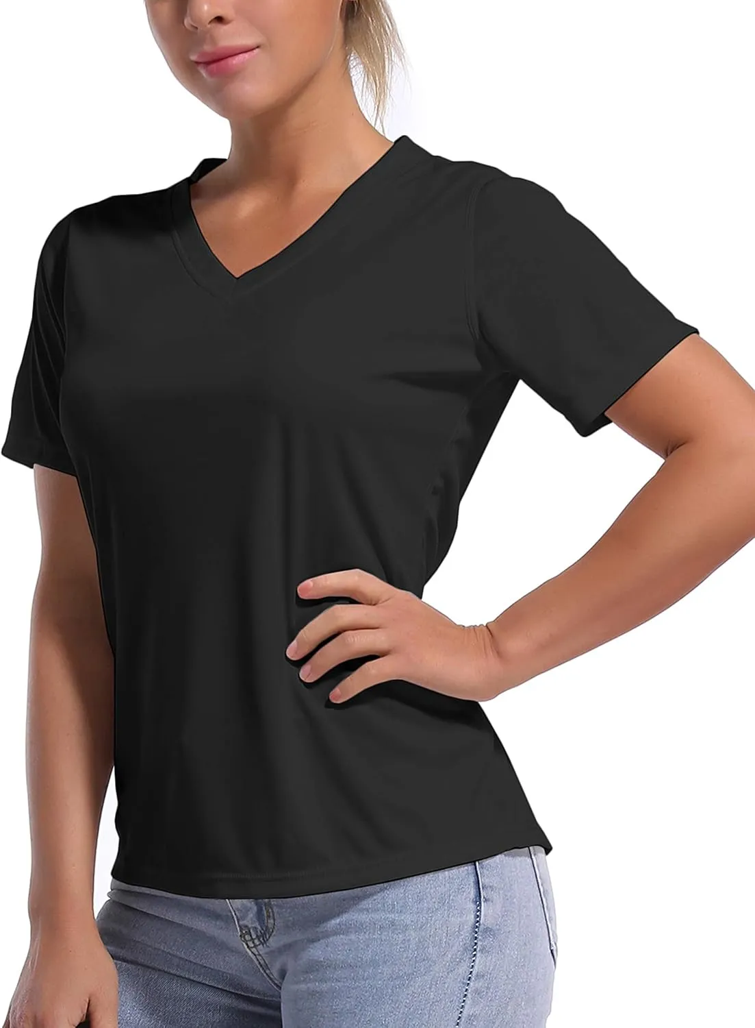 BUBBLELIME Women's Short/Sleeveless Sleeve UPF 50  V Neck Athletic T-Shirt Tank Tops Workout Quick Dry Tops