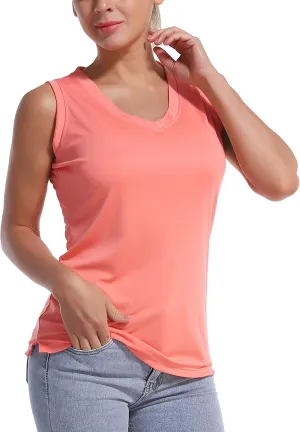 BUBBLELIME Women's Short/Sleeveless Sleeve UPF 50  V Neck Athletic T-Shirt Tank Tops Workout Quick Dry Tops