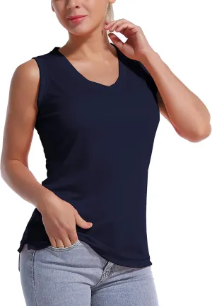 BUBBLELIME Women's Short/Sleeveless Sleeve UPF 50  V Neck Athletic T-Shirt Tank Tops Workout Quick Dry Tops