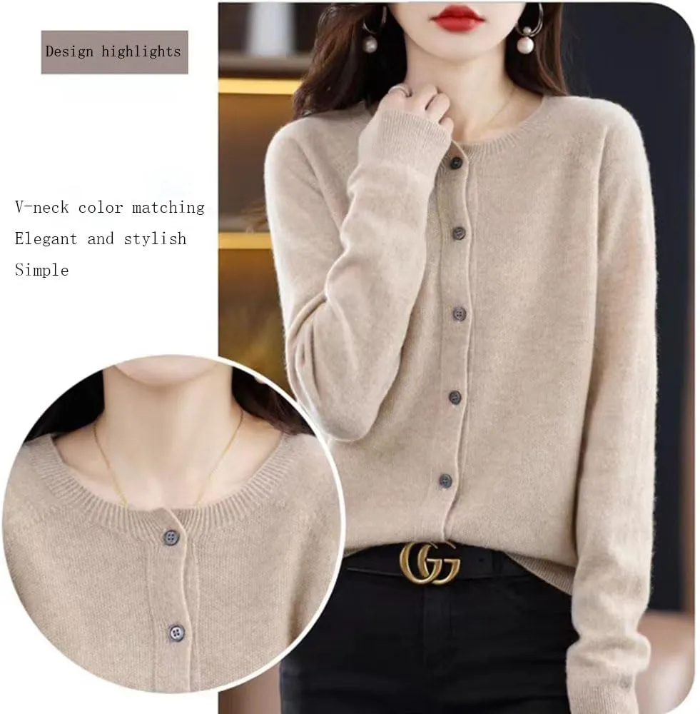 Cashmere Cardigans for Women,Cashmere Sweaters for Women,Cashmeres Button Front Long Sleeve Cardigan