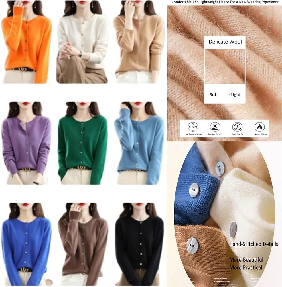 Cashmere Cardigans for Women,Cashmere Sweaters for Women,Cashmeres Button Front Long Sleeve Cardigan