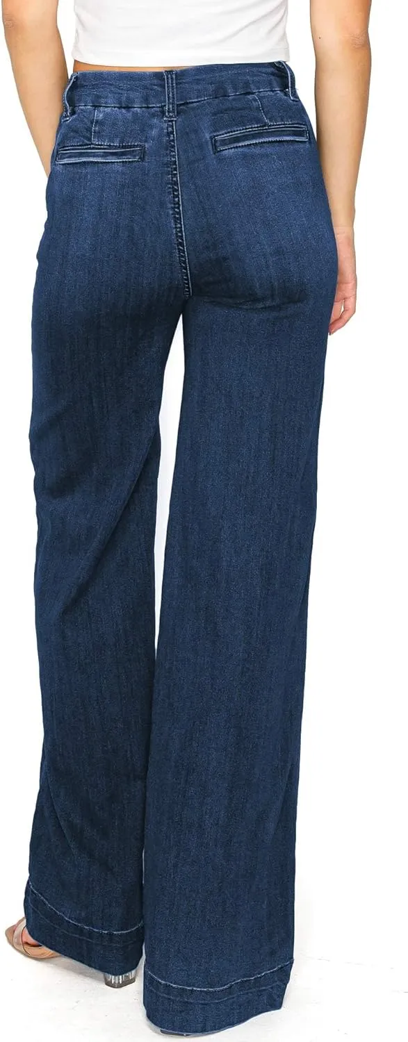 Celebrity Pink Women's Juniors High Rise Sleek Wide Leg Trouser Jeans