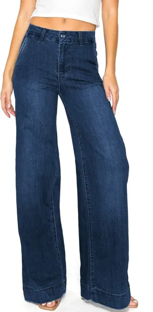 Celebrity Pink Women's Juniors High Rise Sleek Wide Leg Trouser Jeans