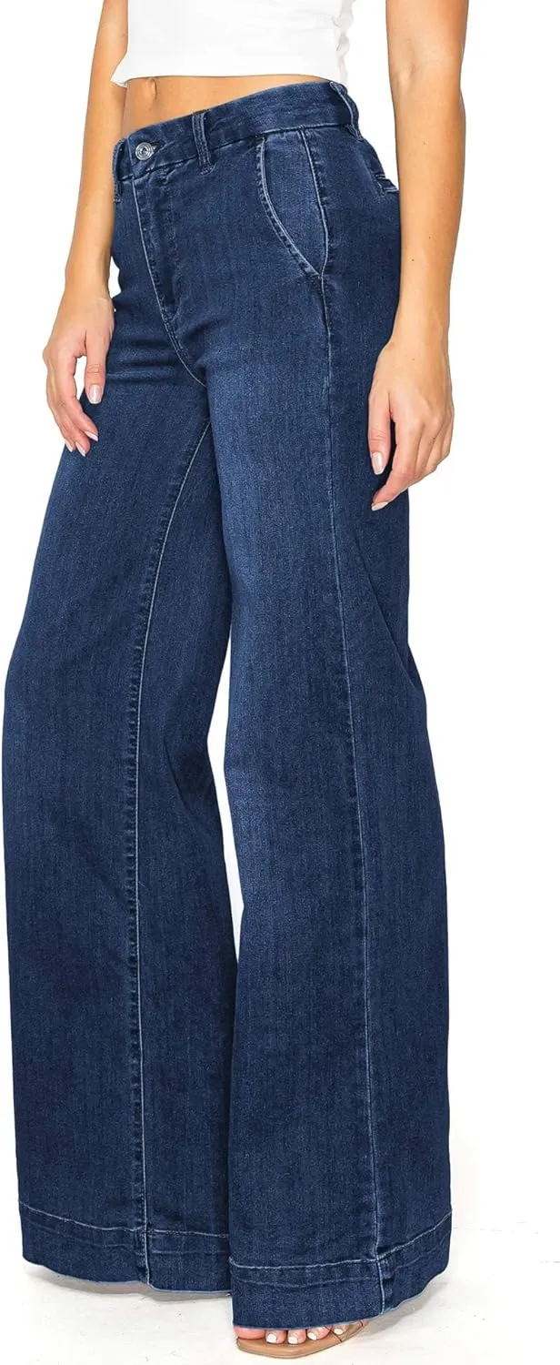 Celebrity Pink Women's Juniors High Rise Sleek Wide Leg Trouser Jeans