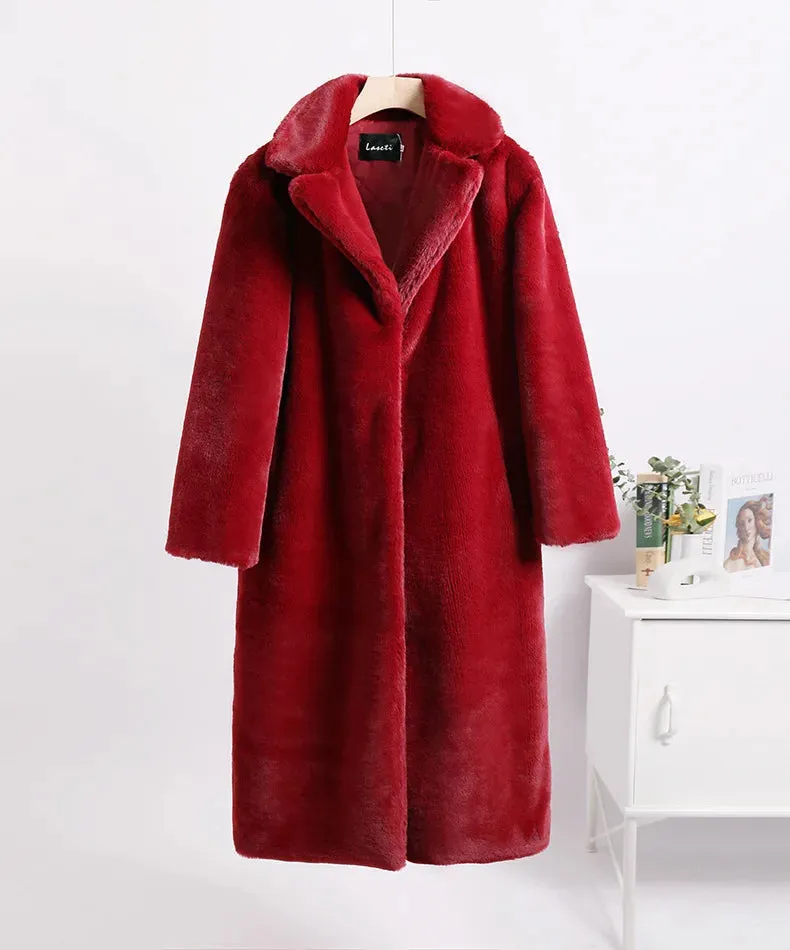 Celia Faux Fur Long Coat-Luxe Winter & Occasion Outerwear