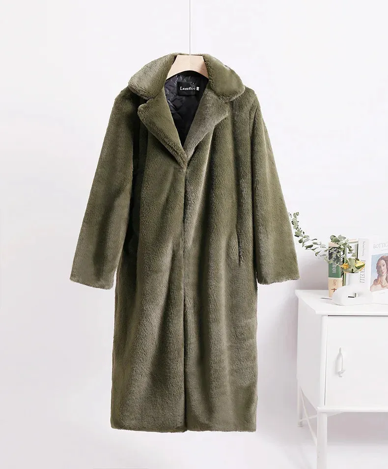 Celia Faux Fur Long Coat-Luxe Winter & Occasion Outerwear