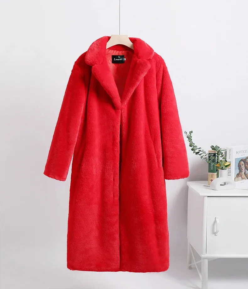 Celia Faux Fur Long Coat-Luxe Winter & Occasion Outerwear