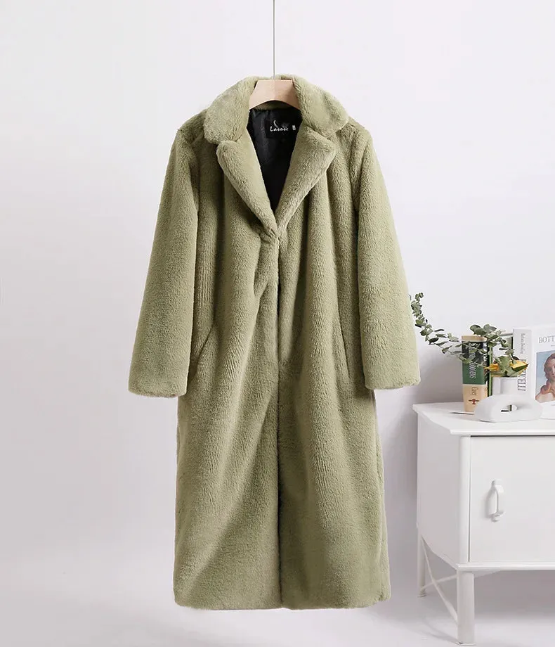Celia Faux Fur Long Coat-Luxe Winter & Occasion Outerwear