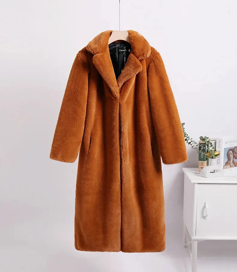 Celia Faux Fur Long Coat-Luxe Winter & Occasion Outerwear