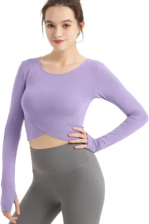 CHAMWEY Womens Workout T-Shirt Cropped Tops Crewneck Moisture Wicking Quick Dry Slim fit