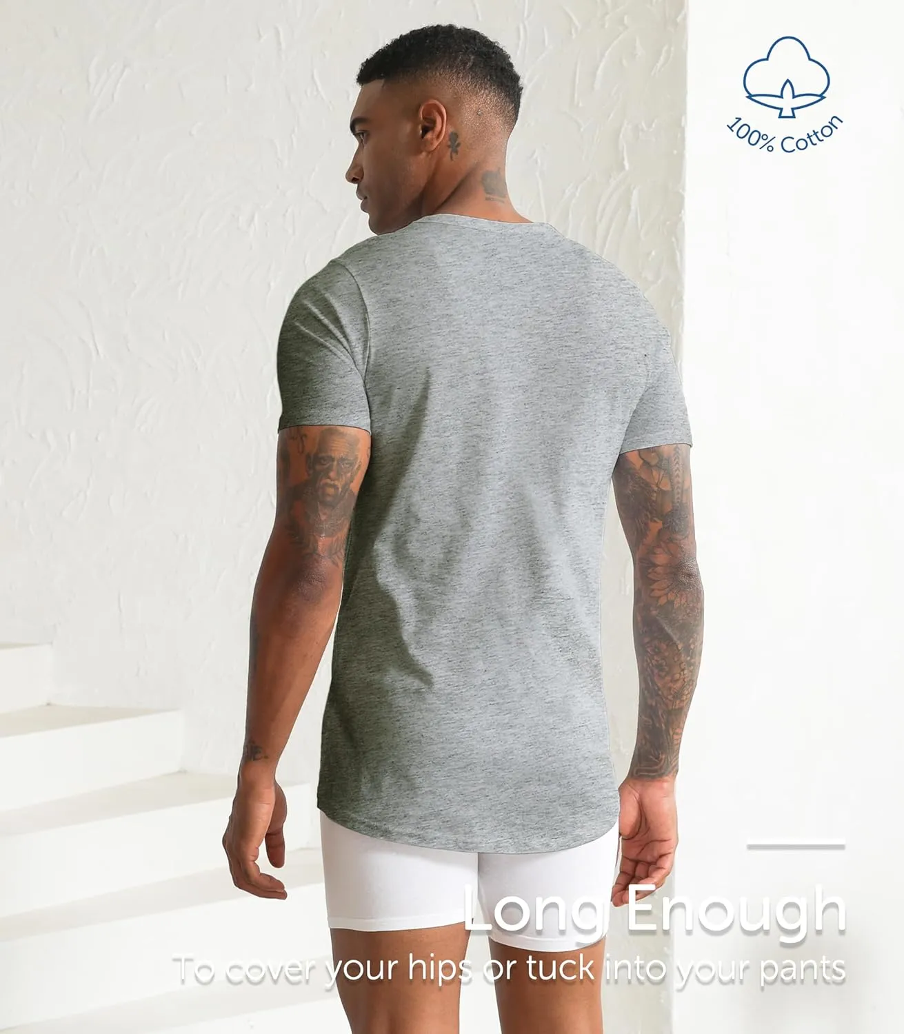 Comfneat Men's 6-Pack Pure Cotton Undershirts Comfortable Crew Neck T-Shirts