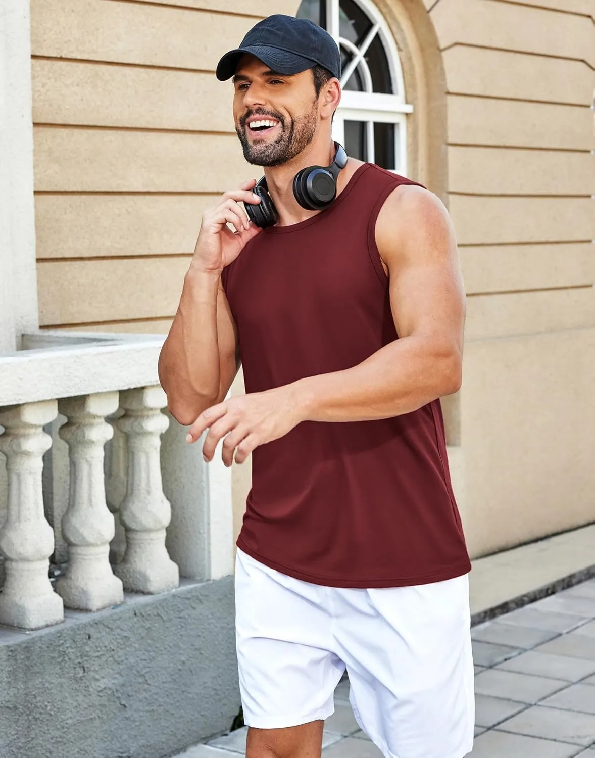 COOFANDY Mens Casual Tank Tops Moisture Wicking Muscle Sleeveless Shirts Soft Bamboo Viscose Tank Shirt 2 Pack