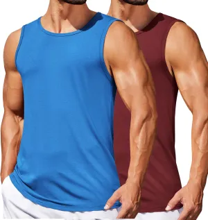 COOFANDY Mens Casual Tank Tops Moisture Wicking Muscle Sleeveless Shirts Soft Bamboo Viscose Tank Shirt 2 Pack