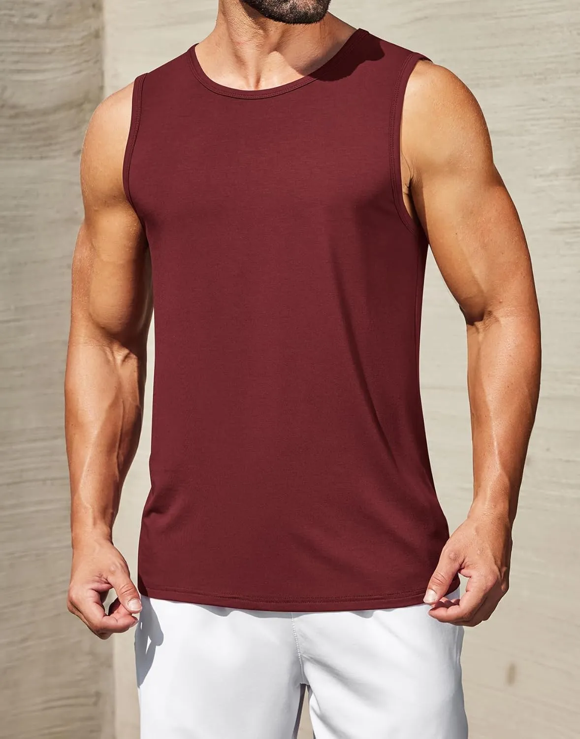 COOFANDY Mens Casual Tank Tops Moisture Wicking Muscle Sleeveless Shirts Soft Bamboo Viscose Tank Shirt 2 Pack