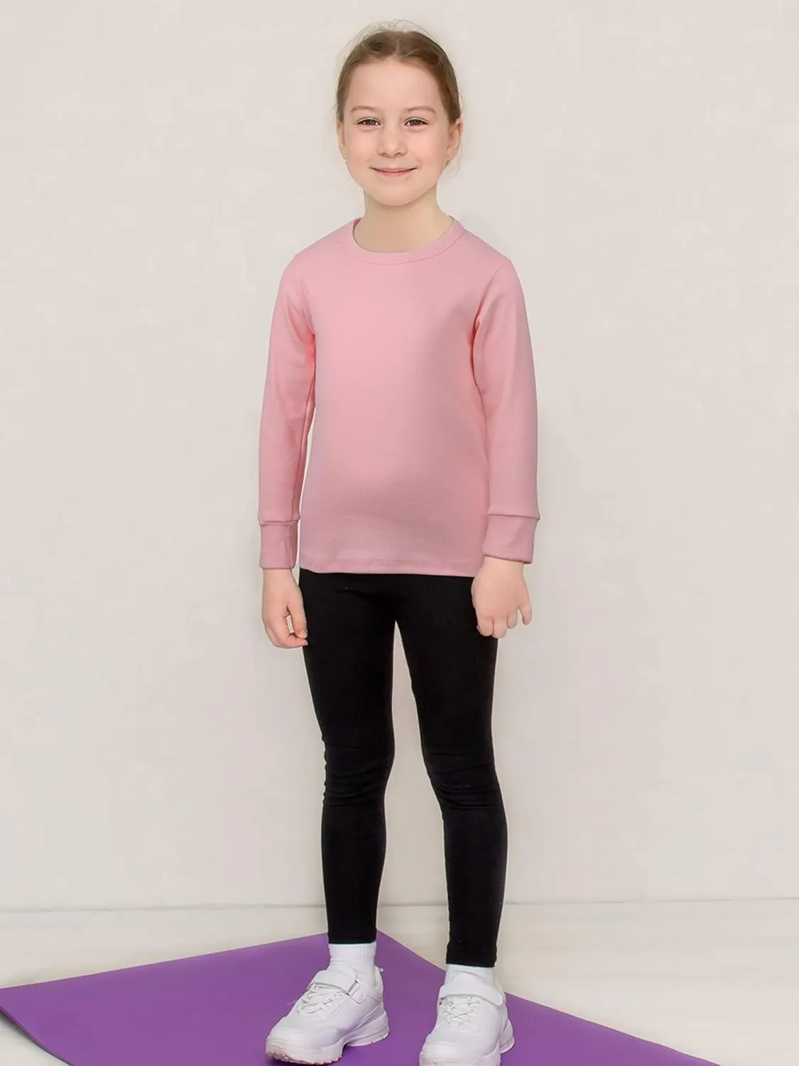 Cooraby 6 Pack Girls Boys Long Sleeve Shirt Thermal Performance Tops Stretch Color Undershirt Base Layer Cotton Top