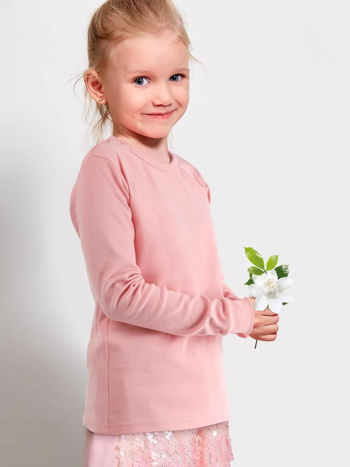 Cooraby 6 Pack Girls Boys Long Sleeve Shirt Thermal Performance Tops Stretch Color Undershirt Base Layer Cotton Top
