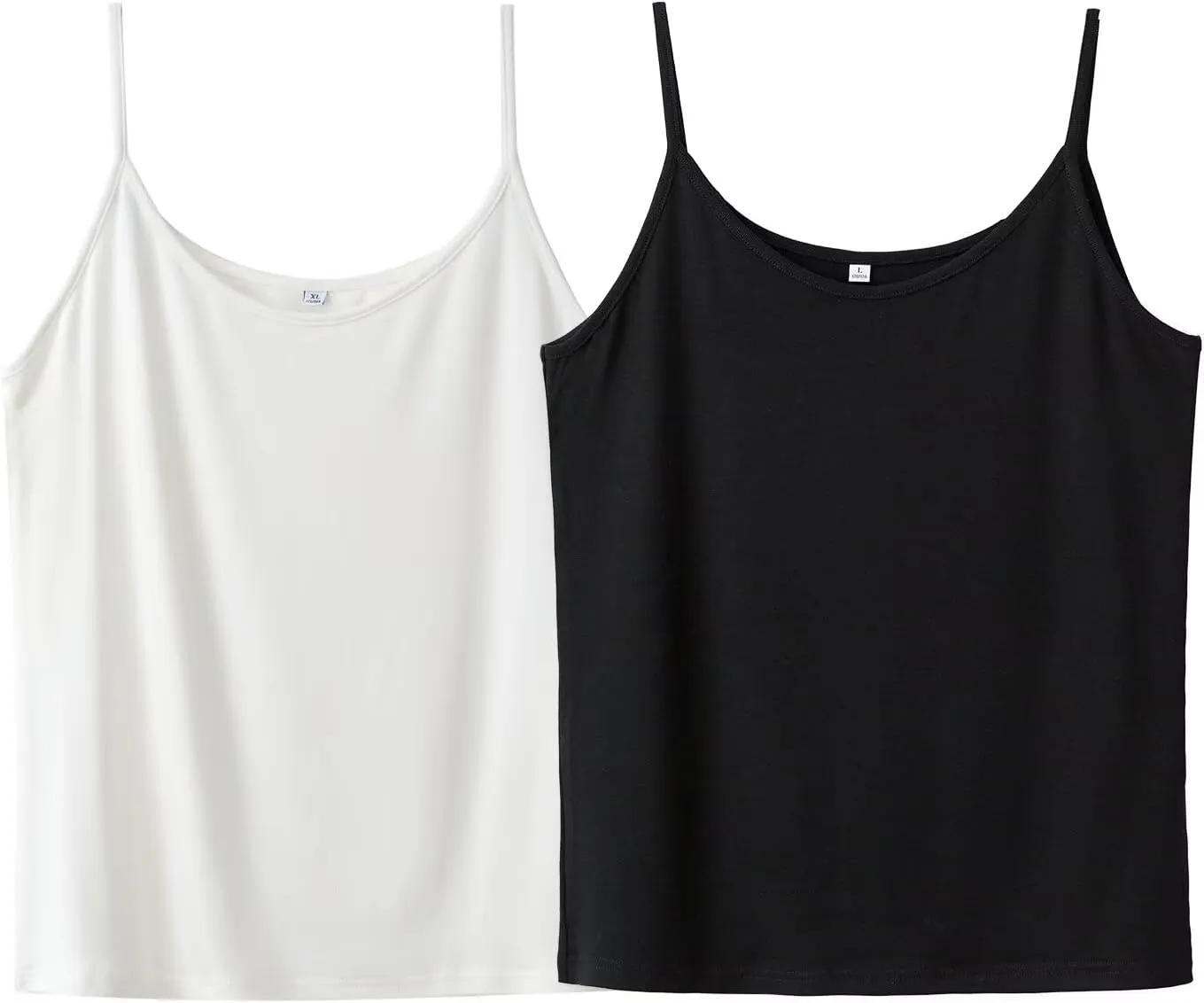 CROSSDECOR 2 Piece Women's Tank Tops Basic Undershirts Trendy Summer Outfits for Women Black&White Camisole Top